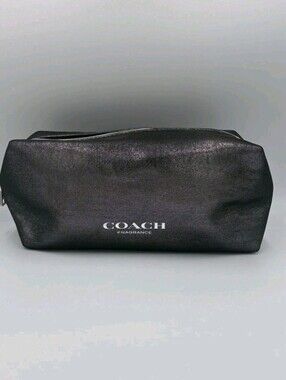COACH Fragrance Cosmetic Toiletry Case Silver Metallic Lightweight Polyester